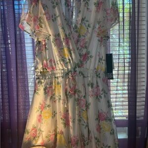 Trixxi Floral Dress with Pink and Yellow Accents